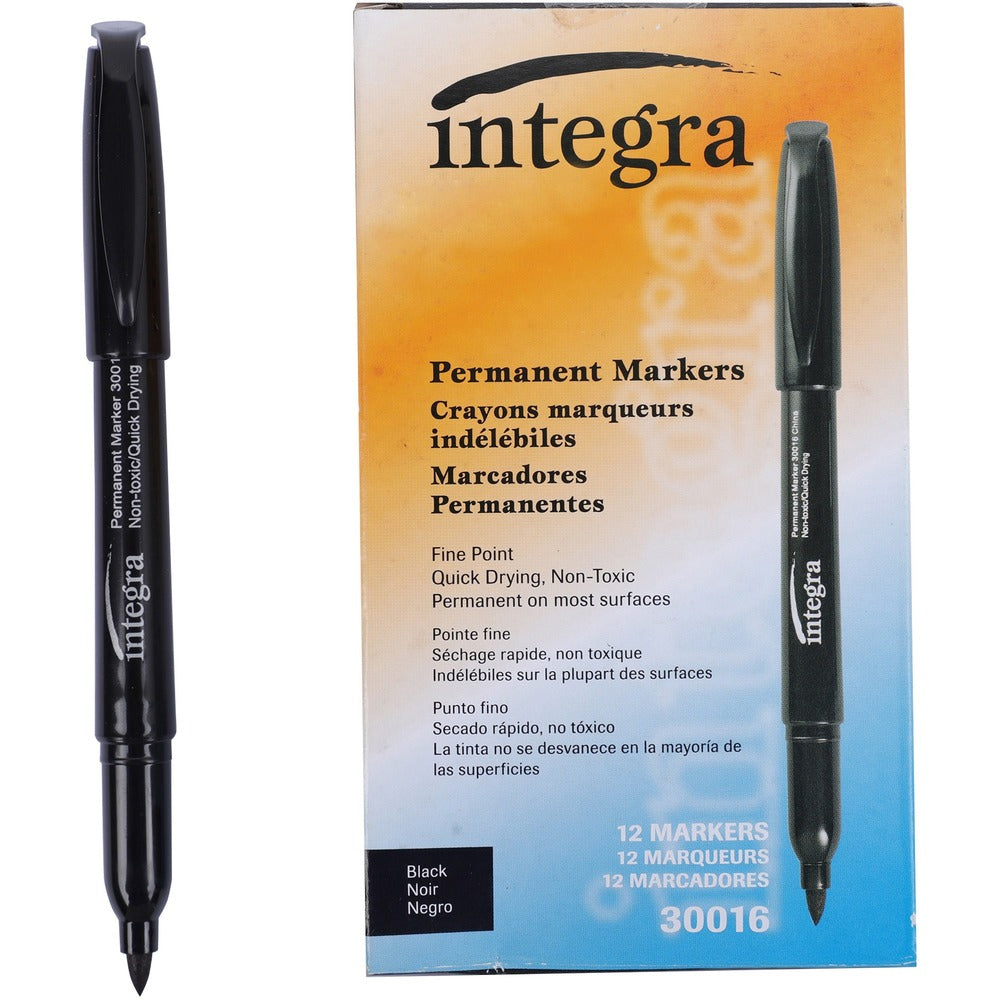 Image of Integra Permanent Marker,Fine Point,Fade/Water Resistant,Black