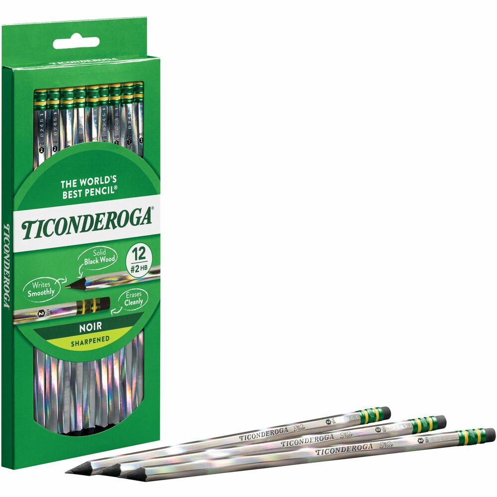 Image of Dixon Ticonderoga Company Wood Pencils,w/Latex Free Eraser, HB, 2 Lead Grade, BK