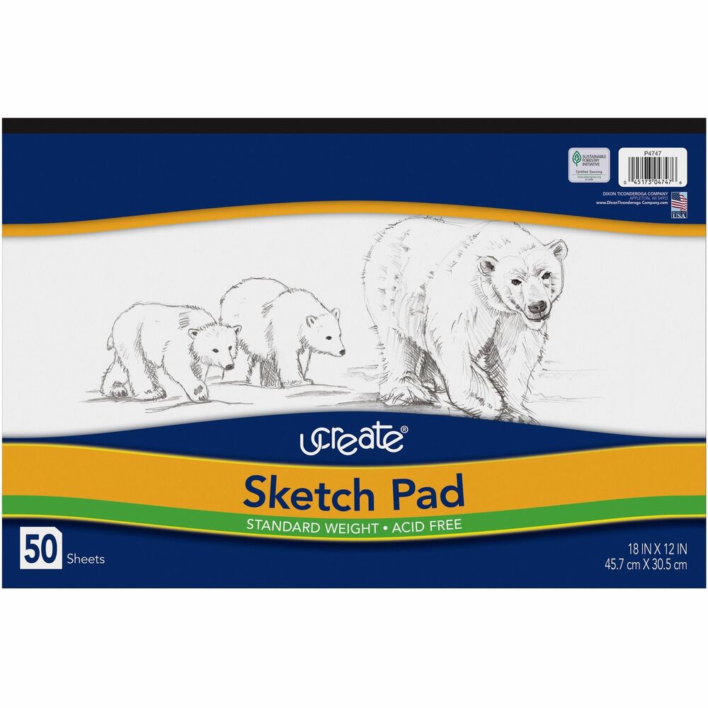 Image of Pacon Sketch Pad, Medium Weight, Acid-free, 18"x12", 50 Sheets