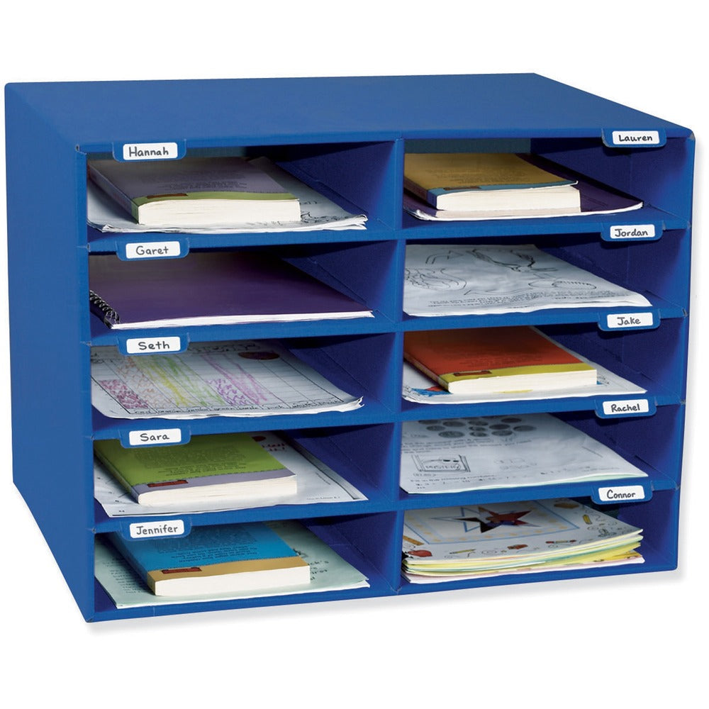 Image of Pacon Mail Box, 10 Slots, 12-1/2"x10"x3", Blue