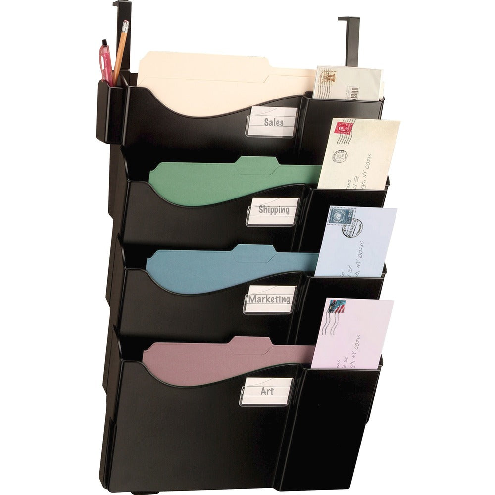 Image of Officemate Starter Filing System, w/4-Pckt/Hanger,16-5/8"x5"x27-1/2",BK
