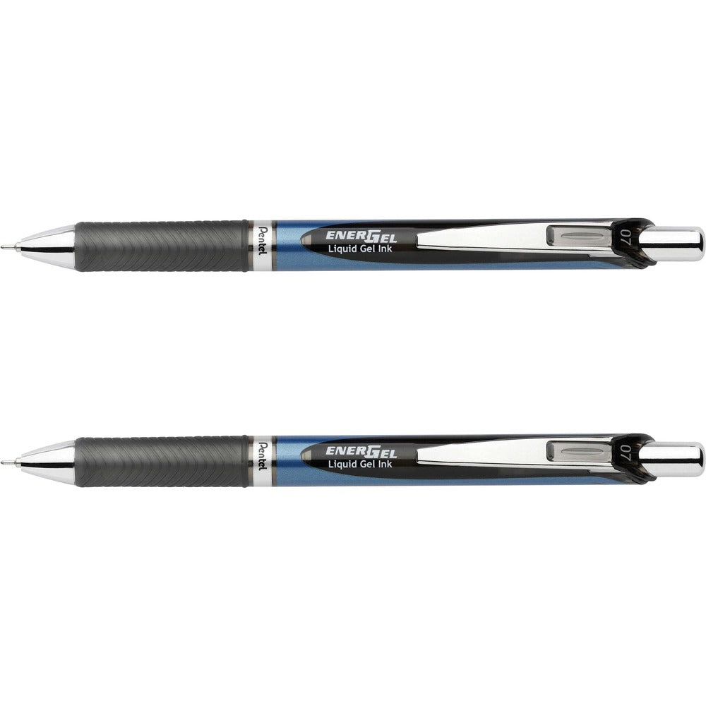 Image of Pentel Gel Pen,Retractable/Refillable,Metal Tip,0.7mm,2/PK,BK Ink