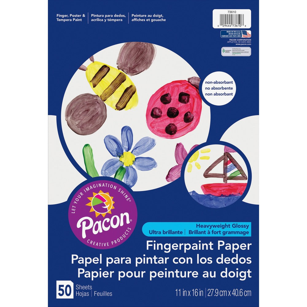 Image of Pacon Fingerpaint Paper, 50lb, 11"x16", 50 Shts/PK, White