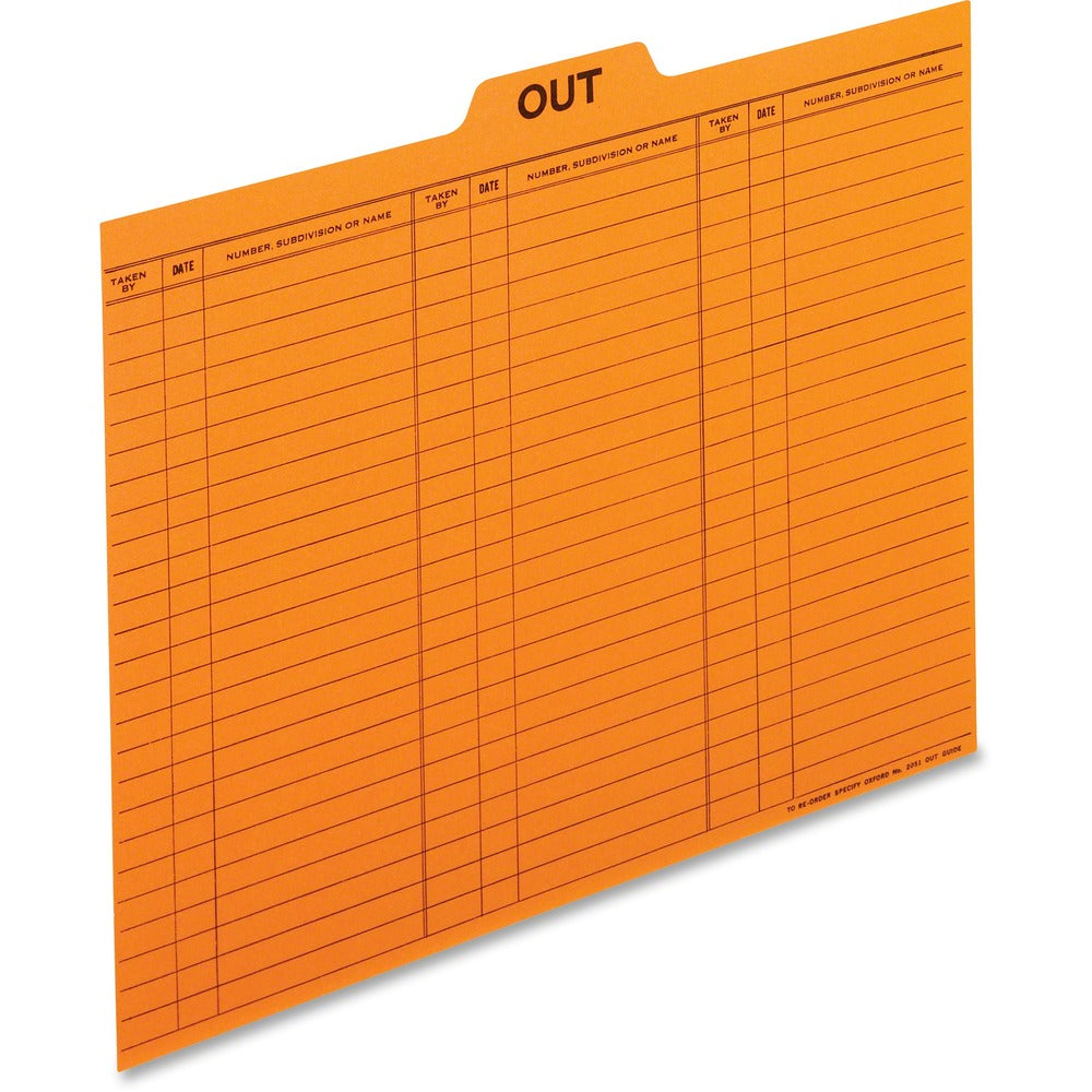 Image of Pendaflex Out Guide, Top Tab, 11pt, 1/5 Cut, 100/BX, Salmon
