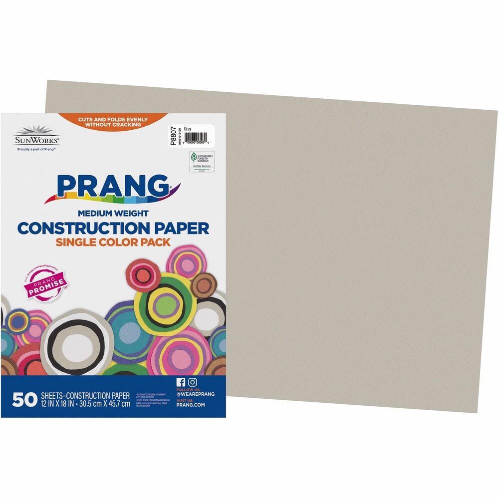 Image of Pacon Construction Paper,Smooth Textured,12"x18",50/PK,Gray