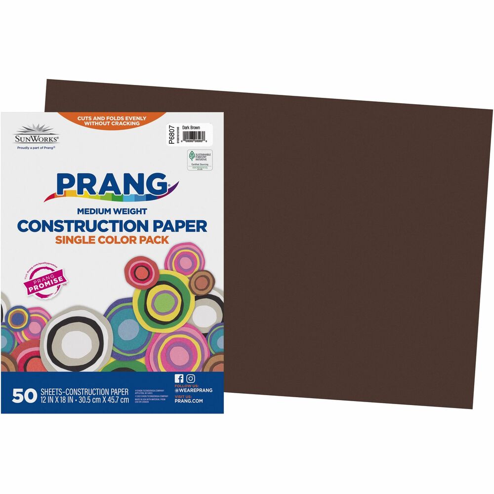 Image of Pacon Construction Paper,Smooth Textured,12"x18",50/PK,Dark Brown
