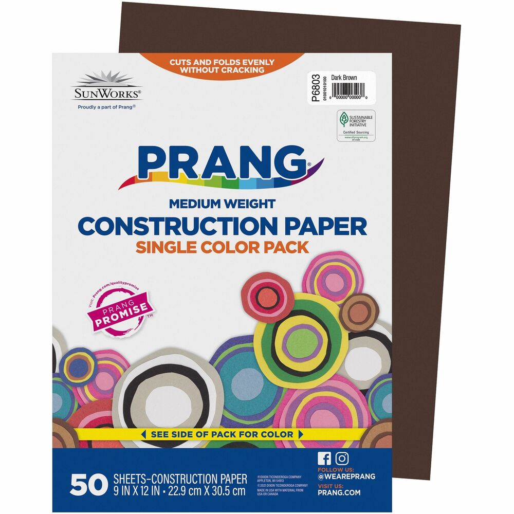 Image of Pacon Construction Paper,Smooth Textured,9"x12",50/PK,Dark Brown