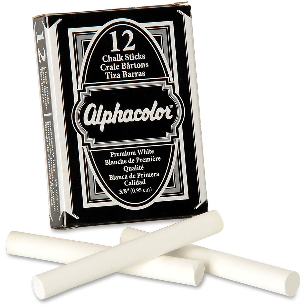 Image of Quartet Chalk Sticks, Low Dust, Nontoxic, 3-1/4"x3/8", 12/BX, White