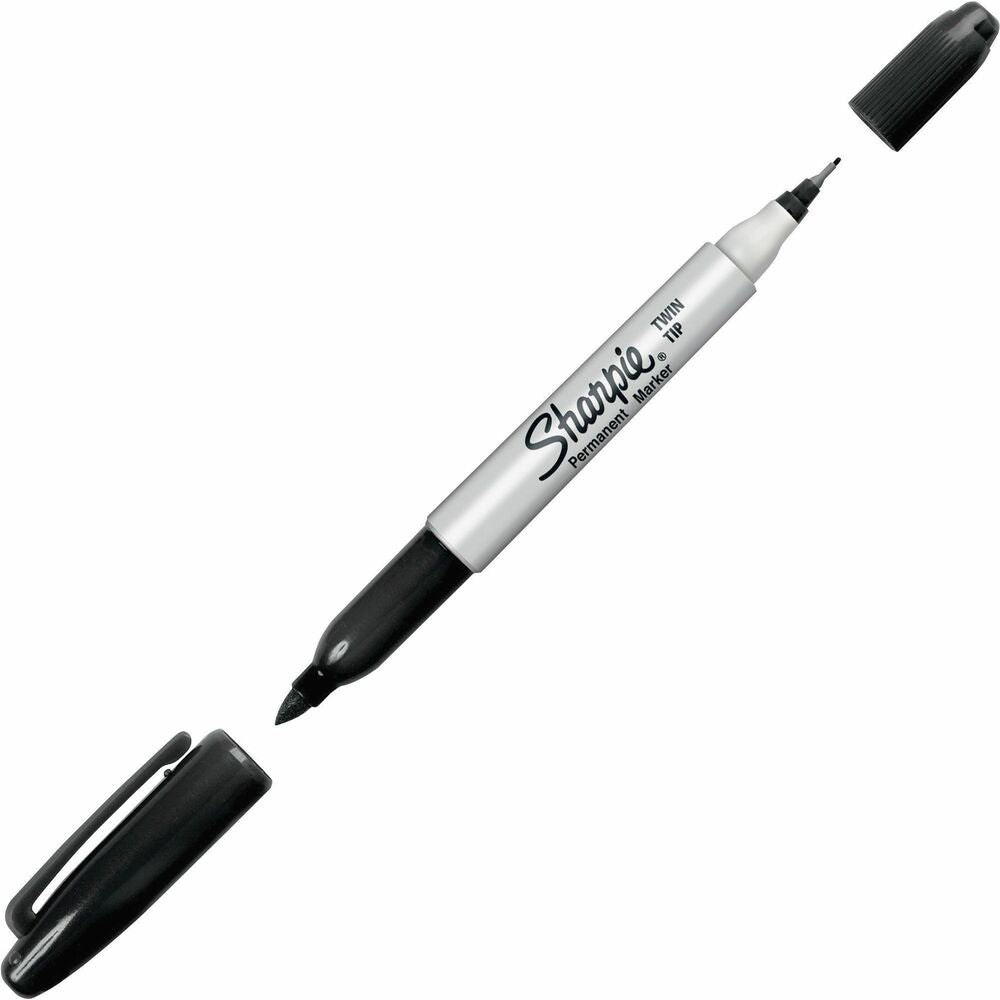Image of Newell Brands Permanent Marker, Twin Tip, Fine/Ultra Fine Point, Black