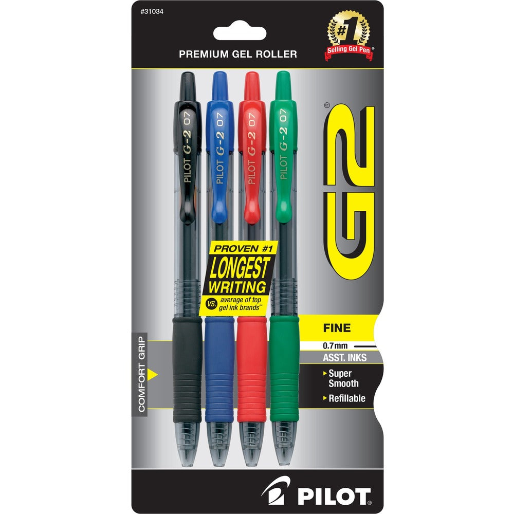 Image of Pilot Gel Pen,Retractable/Refillable,Fine Point,4/PK,Assorted