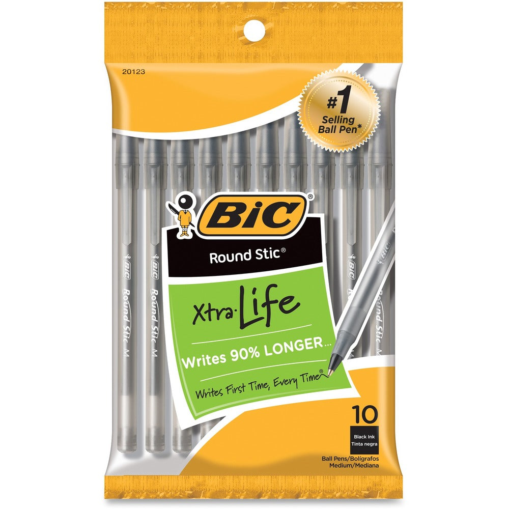 Image of Bic Ballpoint Pens, Stick, Med Point, 10/PK, Black Ink