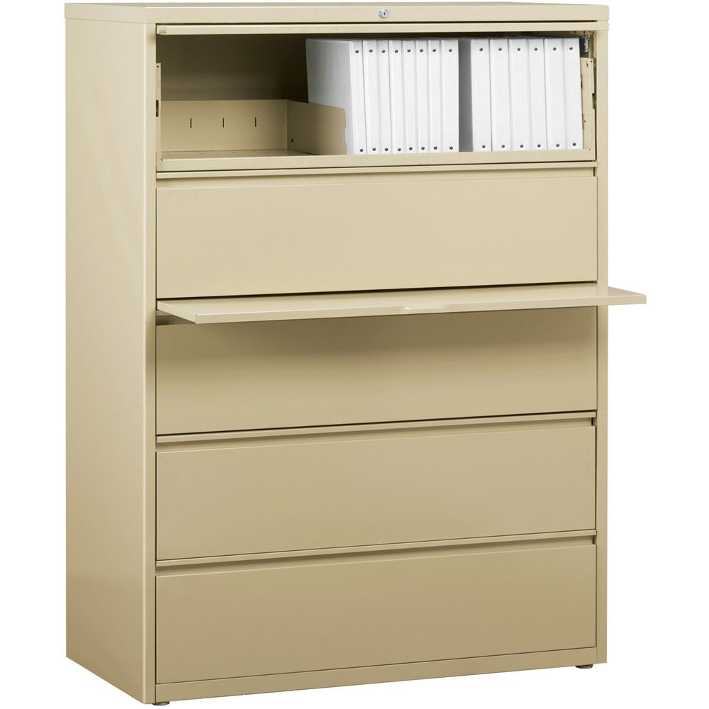 Image of Lorell Lateral File, 5-Drawer, 42"x18-5/8"x67-5/8", Putty