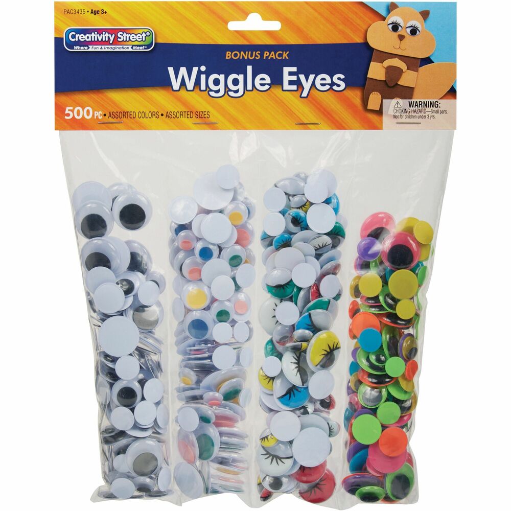 Image of Pacon Wiggle Eyes, 500/PK, Assorted Colors/Sizes