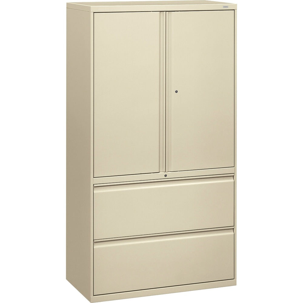 Image of The HON Company Lateral File,w/ Storage,2-drawer,36"x18"x64-1/2",Putty
