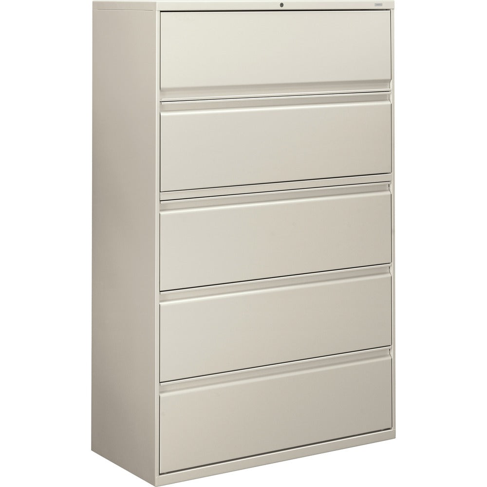 Image of The HON Company 5-Drawer Lateral File, W/Lock, 42"x19-1/4"x67", Light Gray
