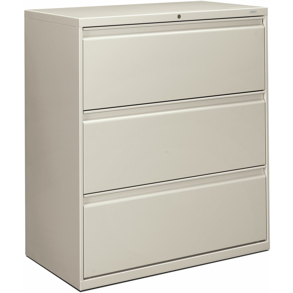 Image of The HON Company 3-Drawer Lateral File, W/Lock, 36"x19-1/4"x40-7/8", Lt Gray