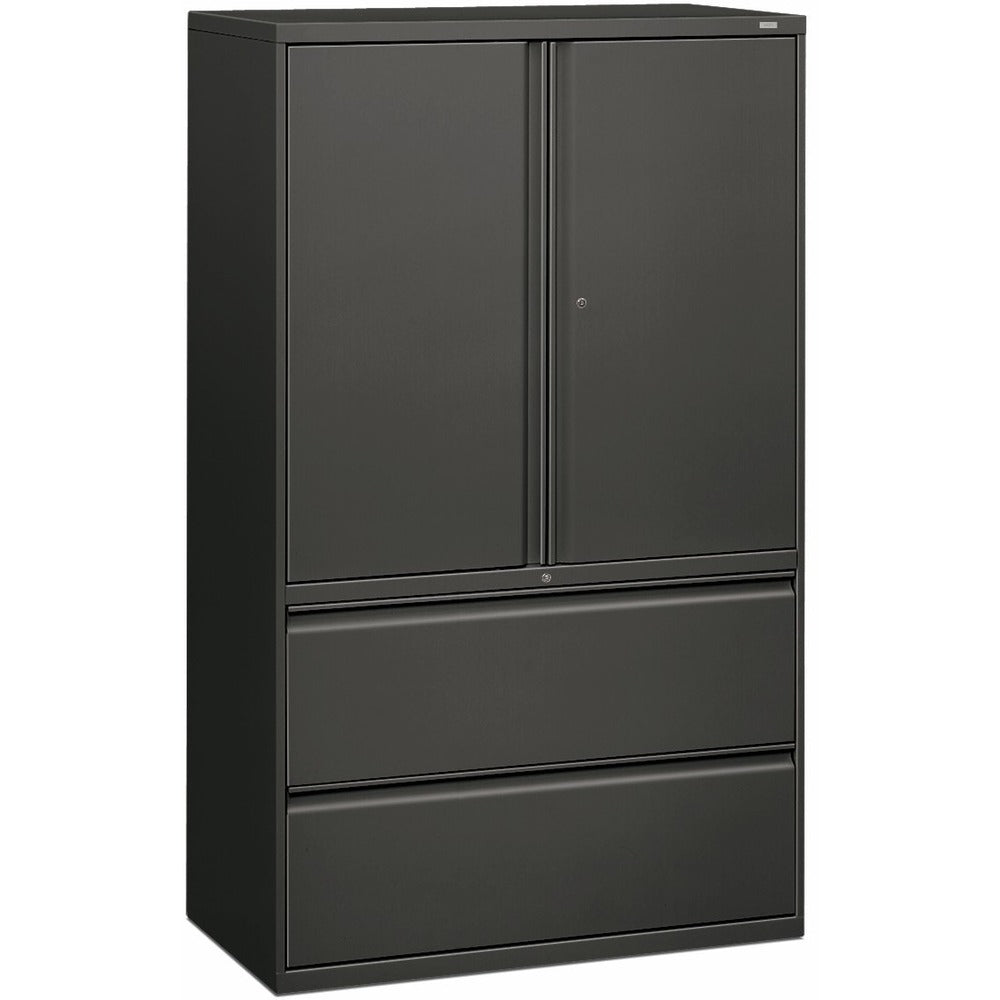 Image of The HON Company Lateral File,w/ Storage,2-drawer,42"x18"x64-1/2",Charcoal
