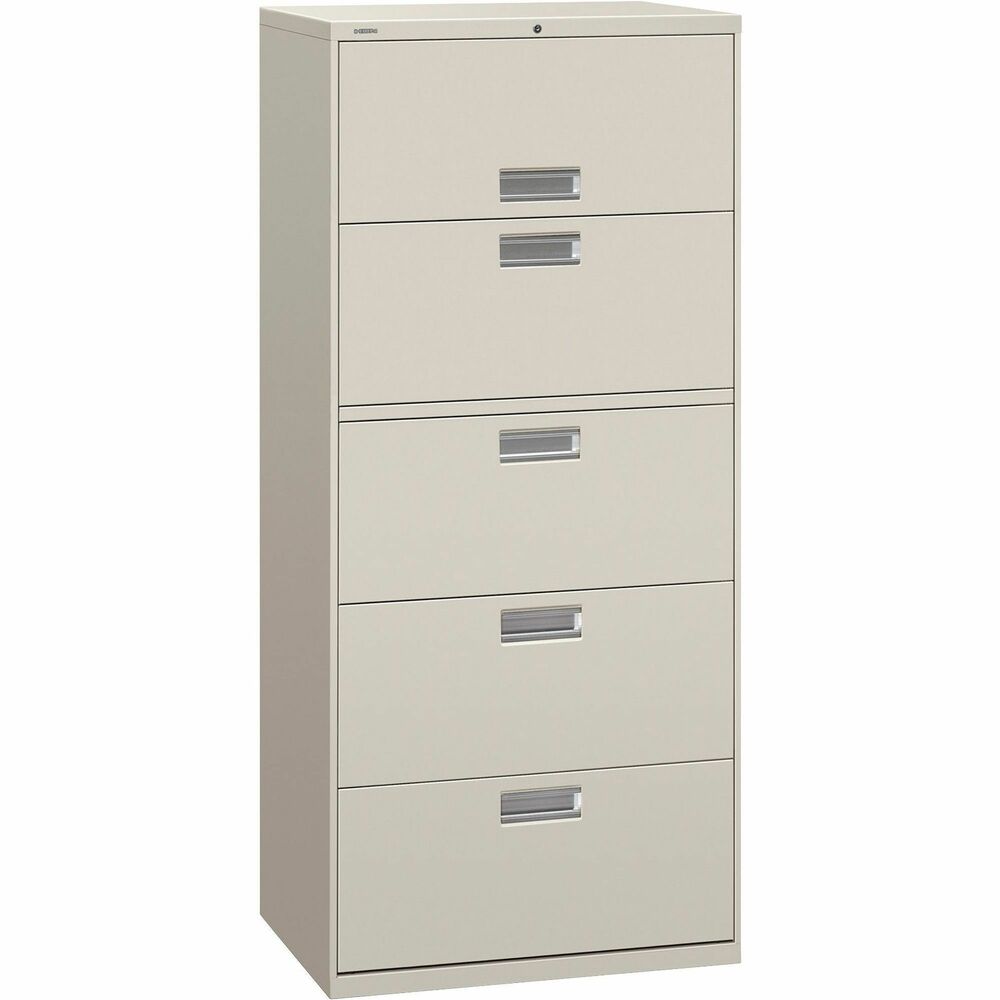 Image of The HON Company Lateral File, 5 Drawer, w/Lock, 30"x18"x64-1/4",Light Gray