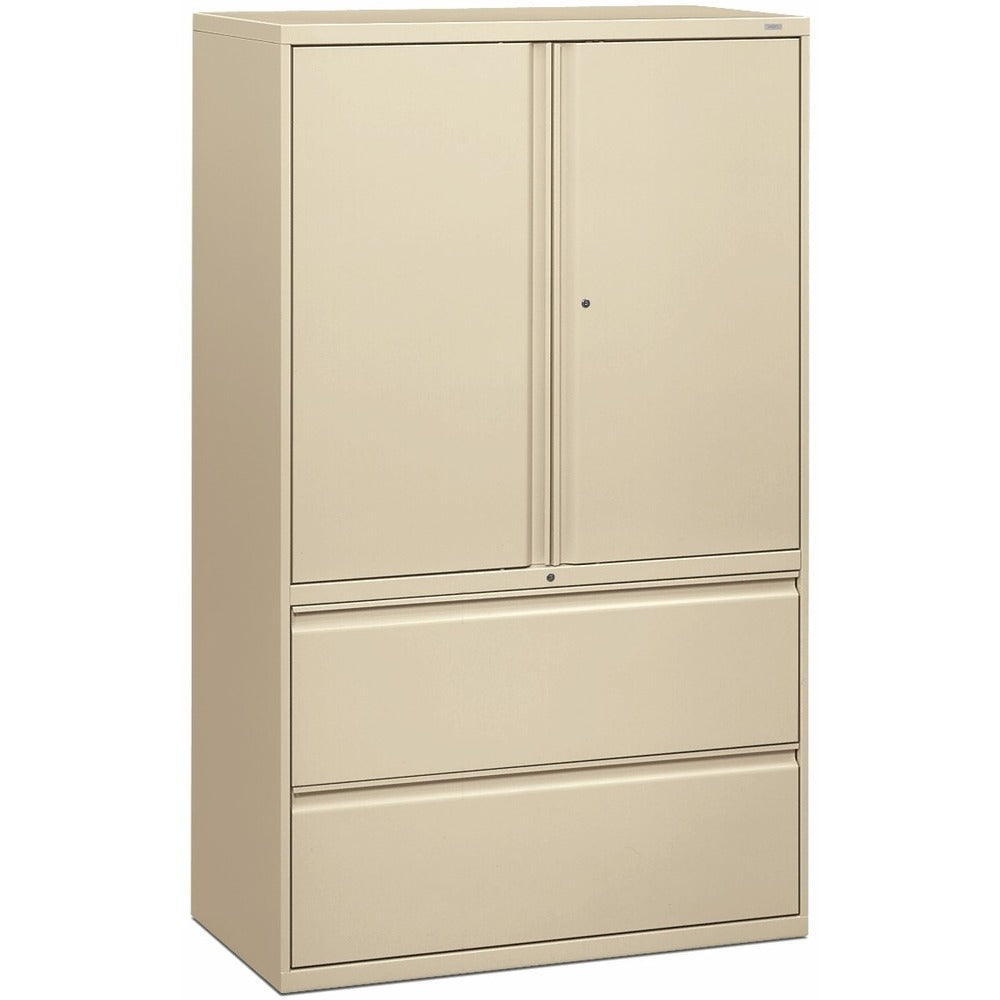 Image of The HON Company Lateral File,w/ Storage,2-drawer,42"x18"x64-1/2",Putty