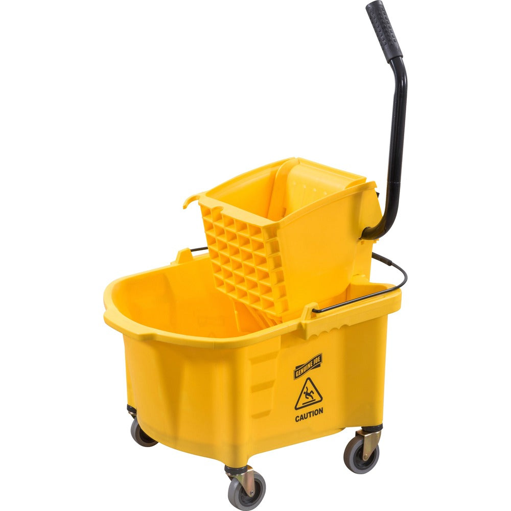 Image of Genuine Joe Mop Bucket Wringer Combo, 3" Casters, 26 qt., Yellow