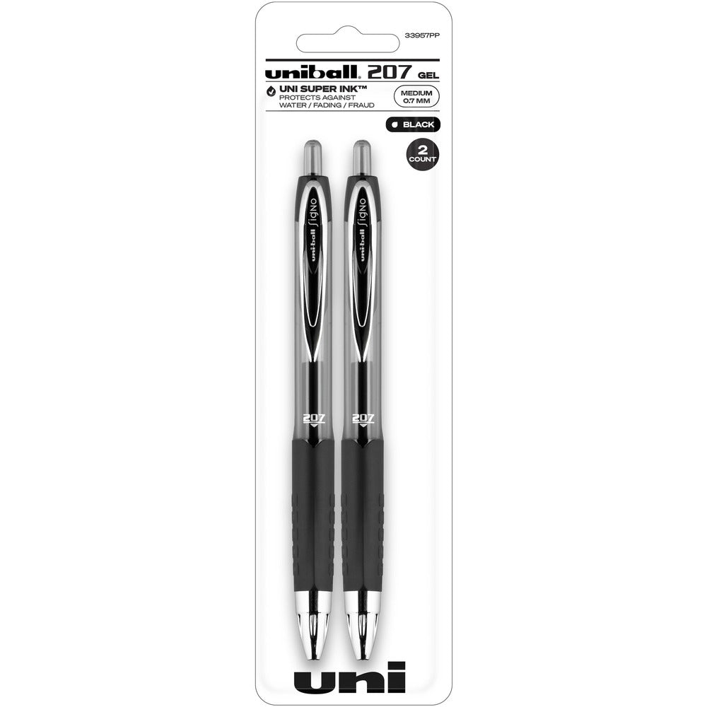 Image of uni-ball Corporation Gel Pens, Retractable, Refillable, 0.7mm, 2/PK, BK