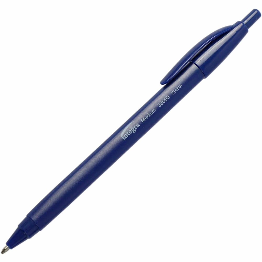 Image of Integra Ballpoint Pens, Retractable, Medium Point, Blue Barrel/Ink