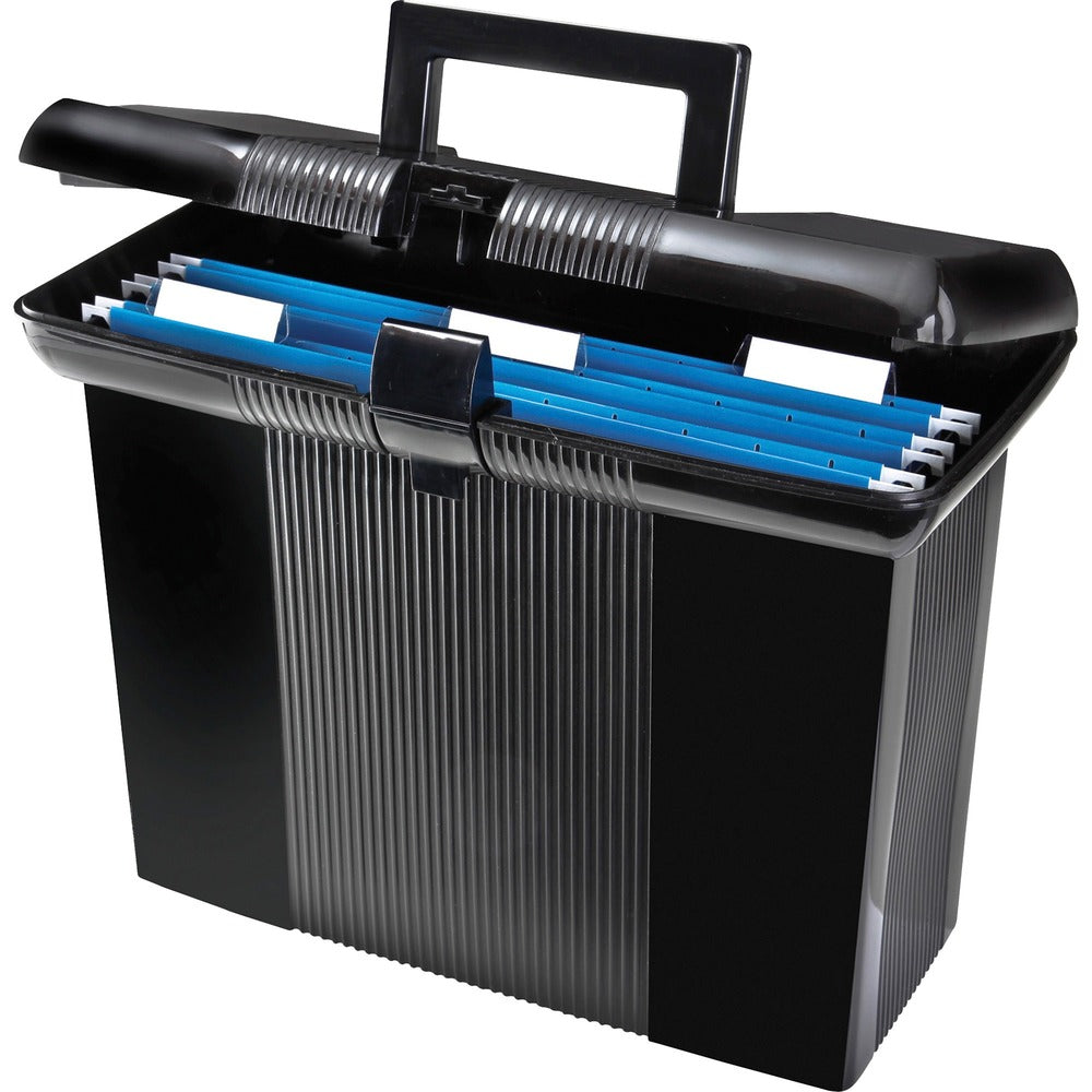 Image of Pendaflex File Box, Portable, w/Folders/Handle,14"x6-1/2"x11", Black