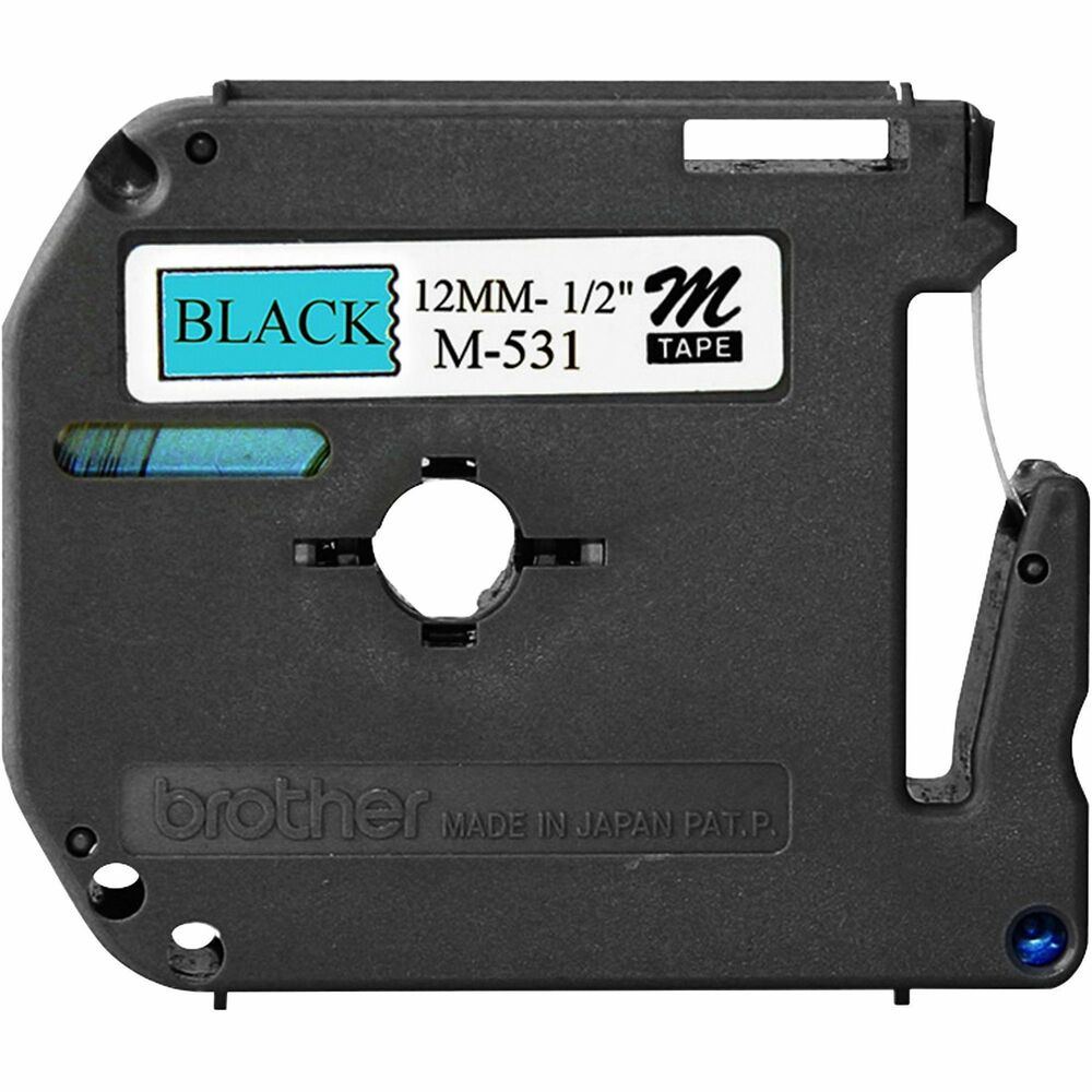 Image of Brother Labeling Tape, Nonlaminated, 1/2" Size, Black/Blue