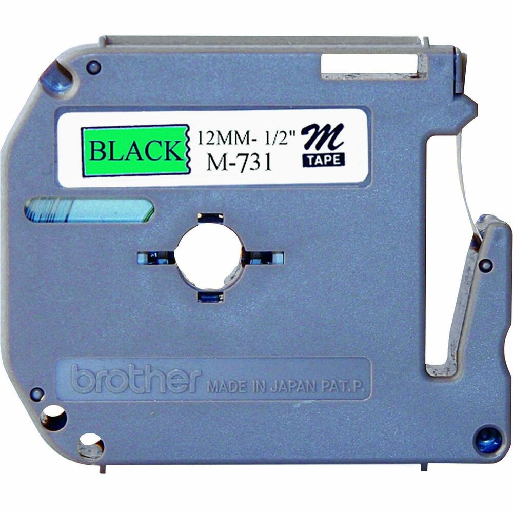 Image of Brother Labeling Tape, Nonlaminated, 1/2" Size, Black/Green