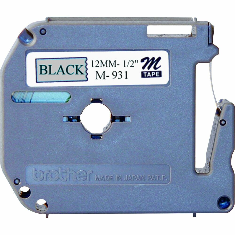 Image of Brother Labeling Tape, Nonlaminated, 1/2" Size, Black/Silver