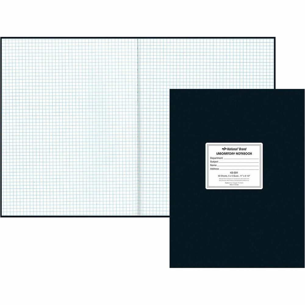 Image of Rediform Lab Notebook,5x5 Squad,60 SH,11"x8-1/2",BK Cvr/WE Paper