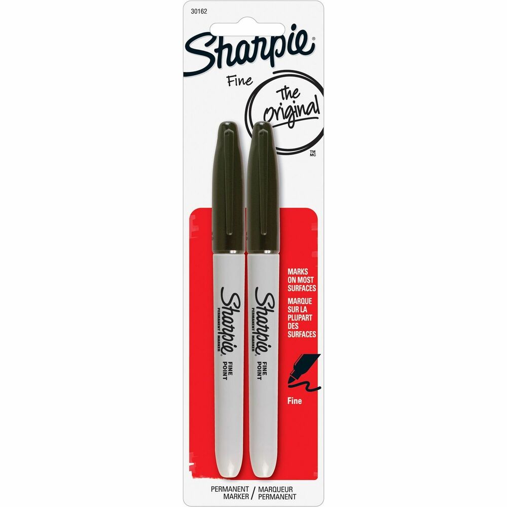 Image of Newell Brands Sharpie Permanent Marker, Fine Point, 2/PK, Black