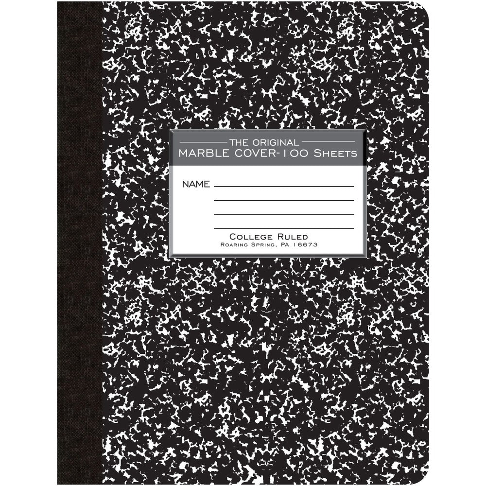 Image of Roaring Spring Paper Products Composition Book,College Ruled,100 Sh,9-3/4"x7-1/2",BK Cvr