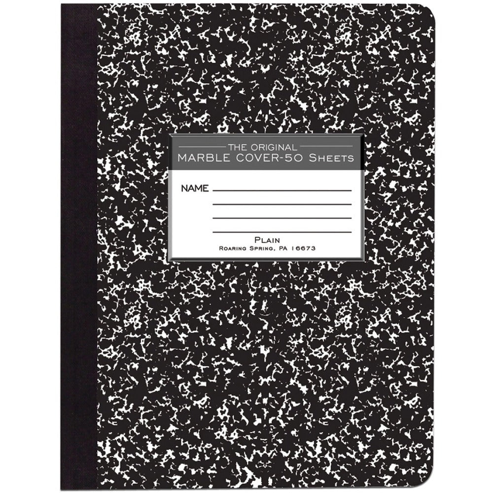 Image of Roaring Spring Paper Products Composition Book,Unruled,50 Sheets,9-3/4"x7-1/2",Black Cvr.
