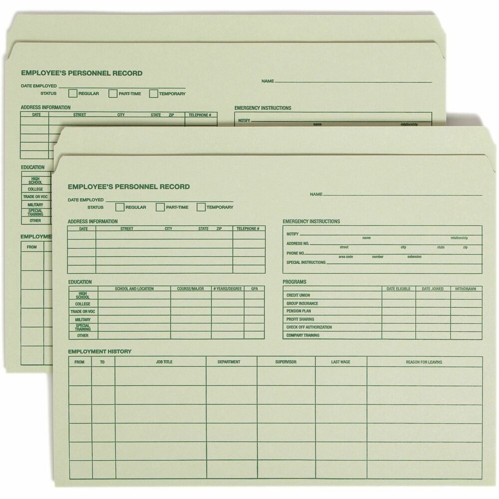 Image of Smead Employee Record File Folder,11-1/2"x9-1/2", 20/PK, Manila