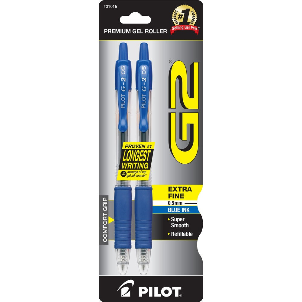 Image of Pilot Gel Pen,Retractable,Refillable,Fine,2/CD,Blue