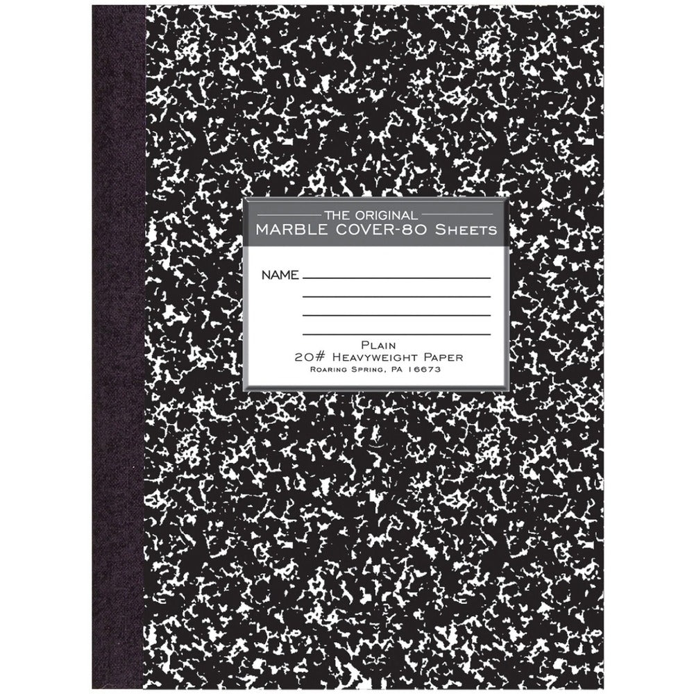 Image of Roaring Spring Paper Products Composition Book,Unruled,20 lb.,80/Sht,10-1/4"x7-7/8",Black
