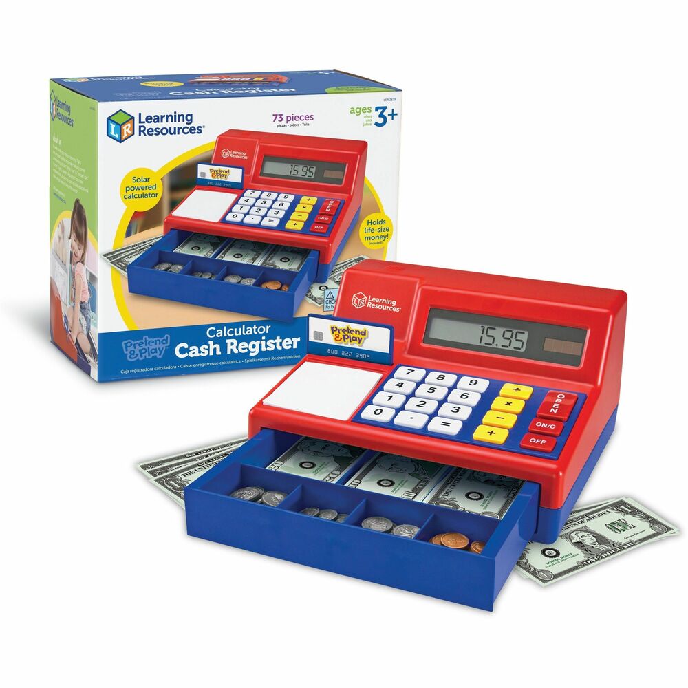 Image of Learning Resources Calculator Cash Register, Pretend/Play, 71Pcs, Multi