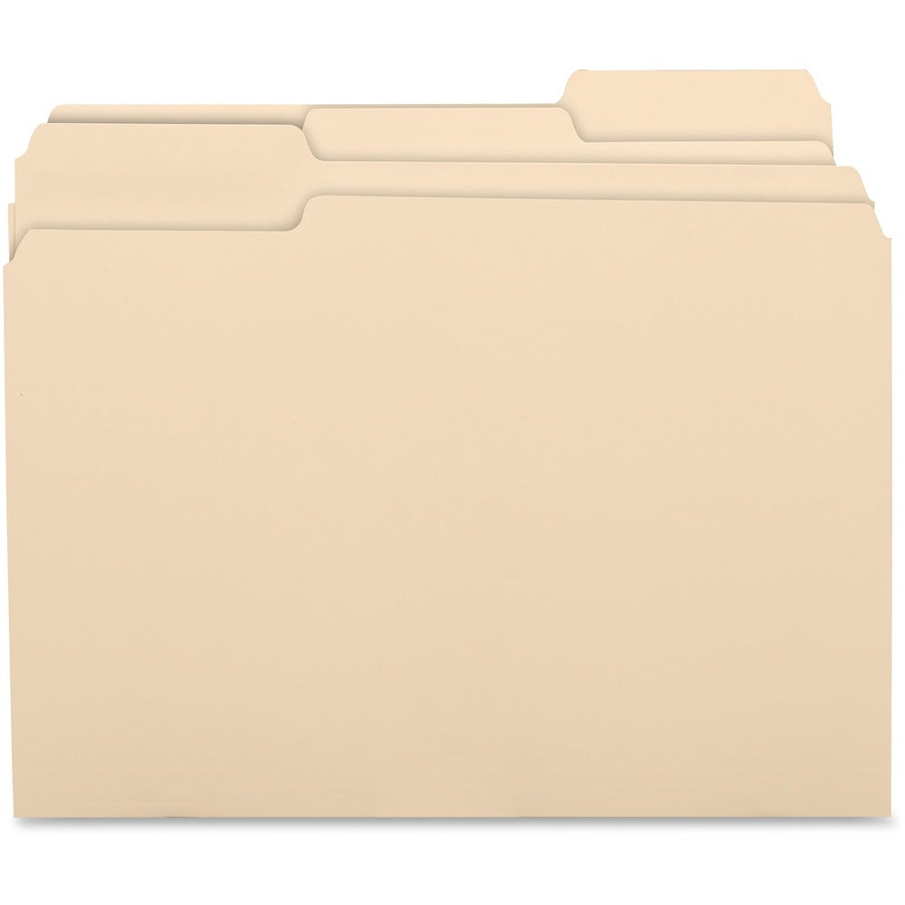 Image of Business Source File Folders,11 Pt.,1/3 Cut Ast Tab,Letter,100/BX,Manila