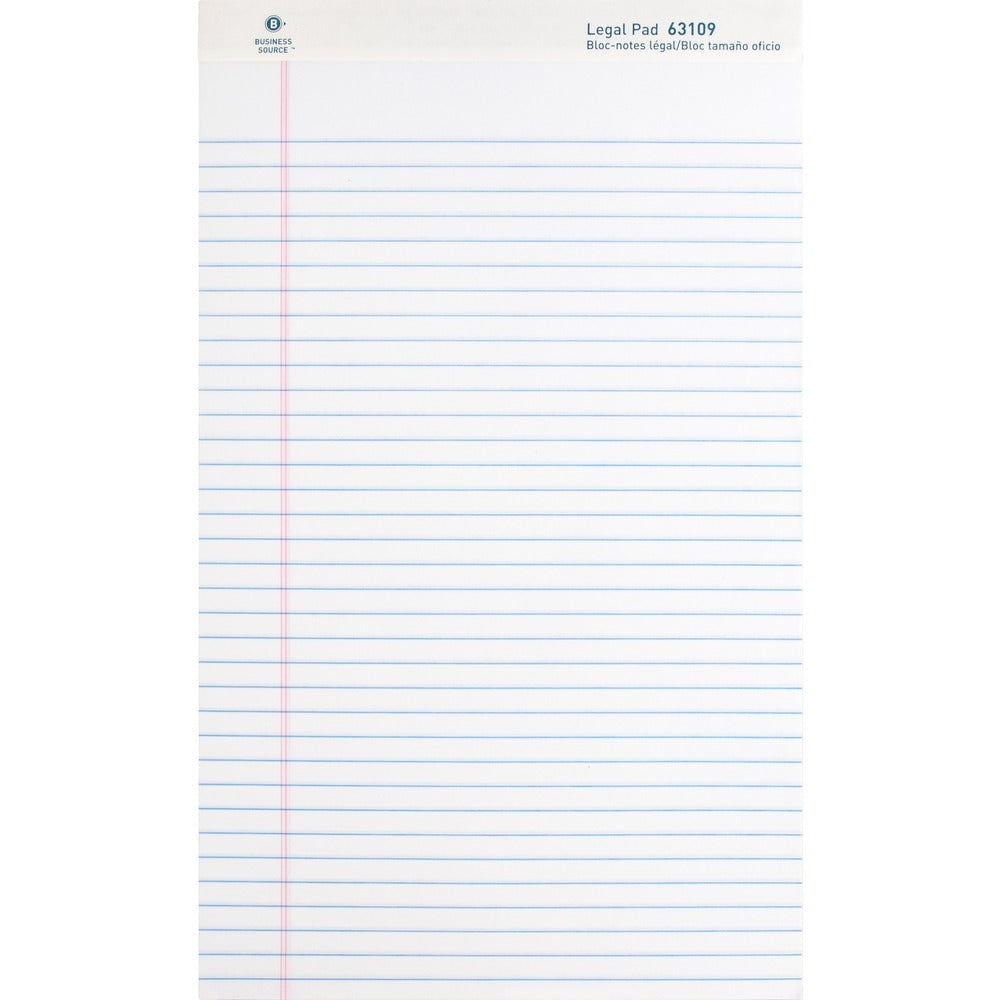 Image of Business Source Legal Pads, Legal Ruled,50 Sht, 8-1/2"x14", 1 Dozen, WE