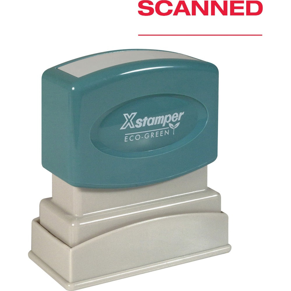 Image of Shachihata Inc "Scanned"Ink Stamp,w/Blank Date Line,1/2"x1-5/8", Red