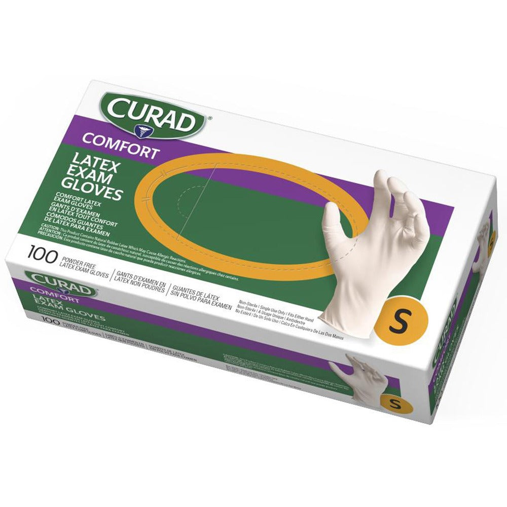 Image of Medline Latex Exam Glove, Powder Free, Small, 100/BX, White