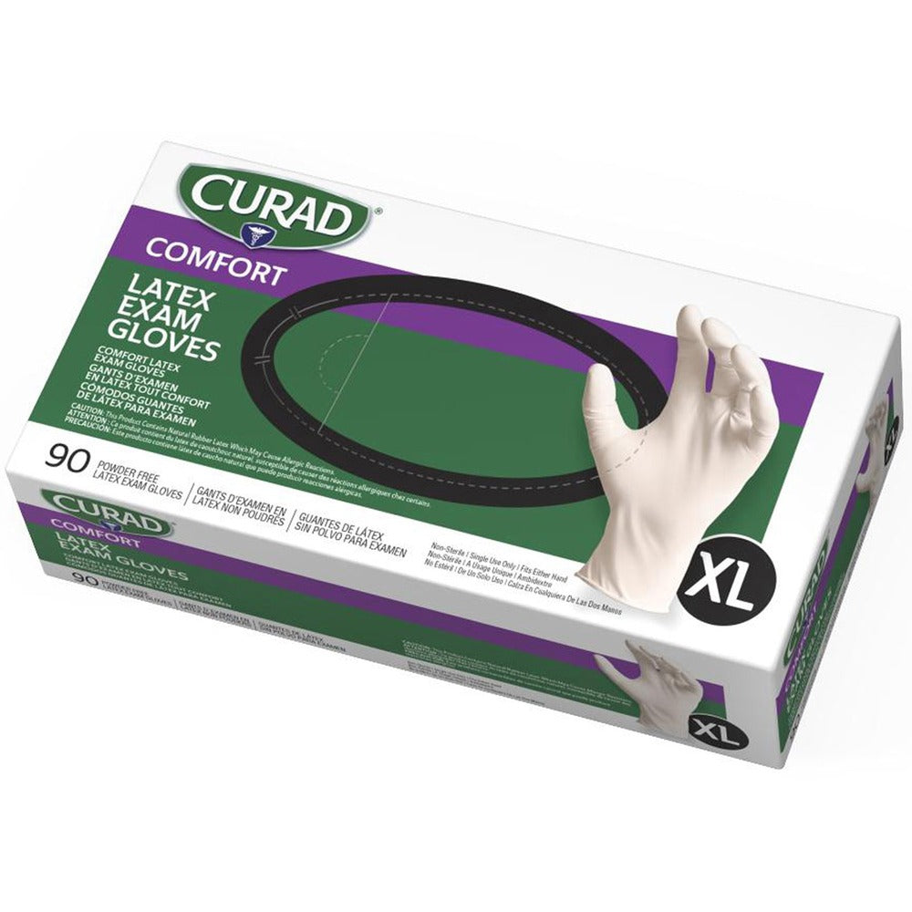 Image of Medline Latex Exam Glove, Powder Free, X-Large, 90/BX, White