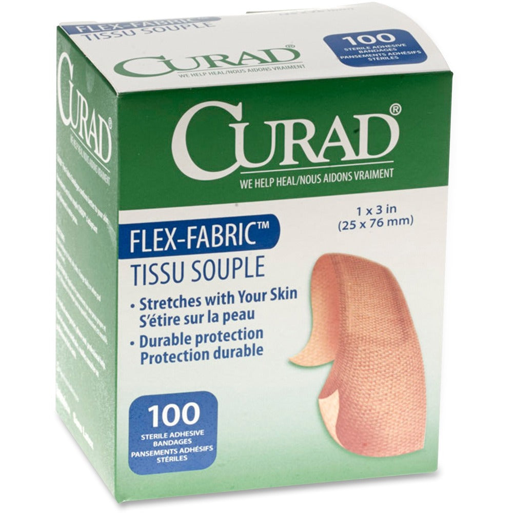 Image of Medline Fabric Bandages, Flex Fabric, 1"x3", 100/BX