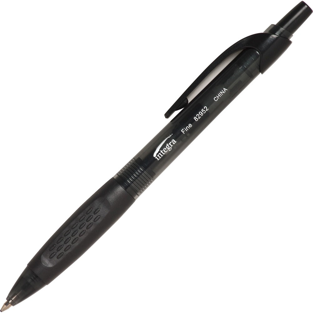 Image of Integra Ballpoint Pen, Retractable, Fine Point, Black Barrel/Ink