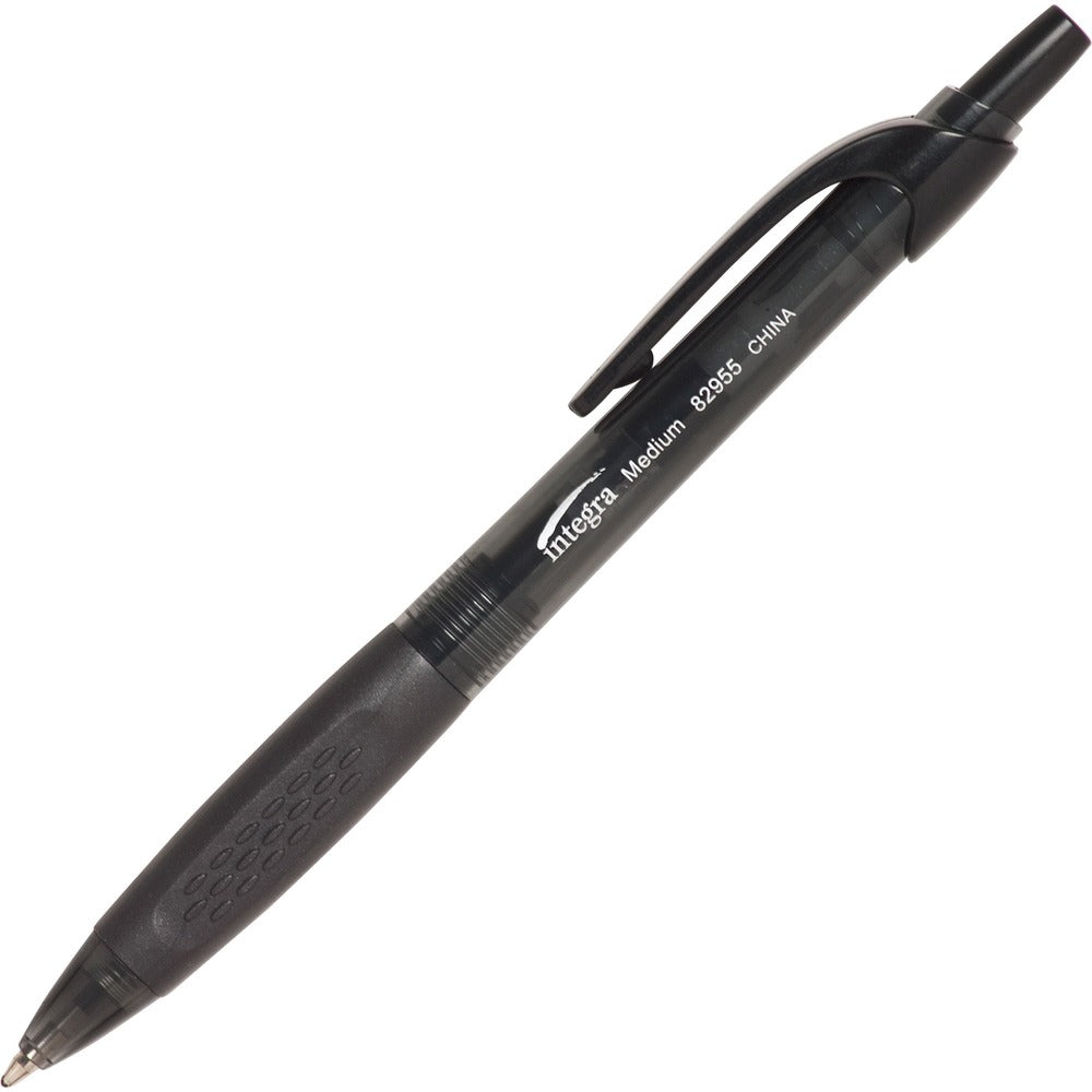 Image of Integra Ballpoint Pen, Retractable, Medium Point, Black Barrel/Ink