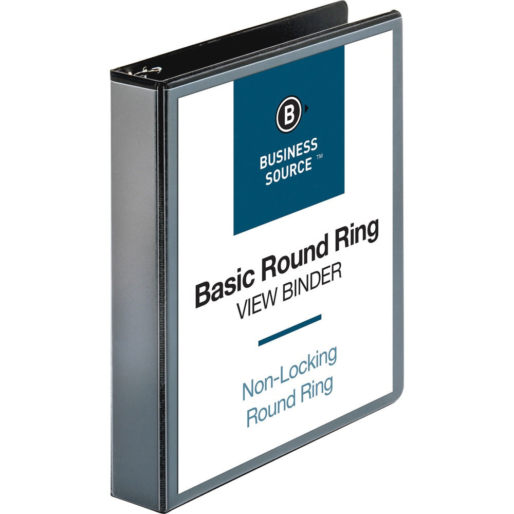Image of Business Source View Binder, w/ 2 Inside Pockets, 1-1/2" Capacity, Black
