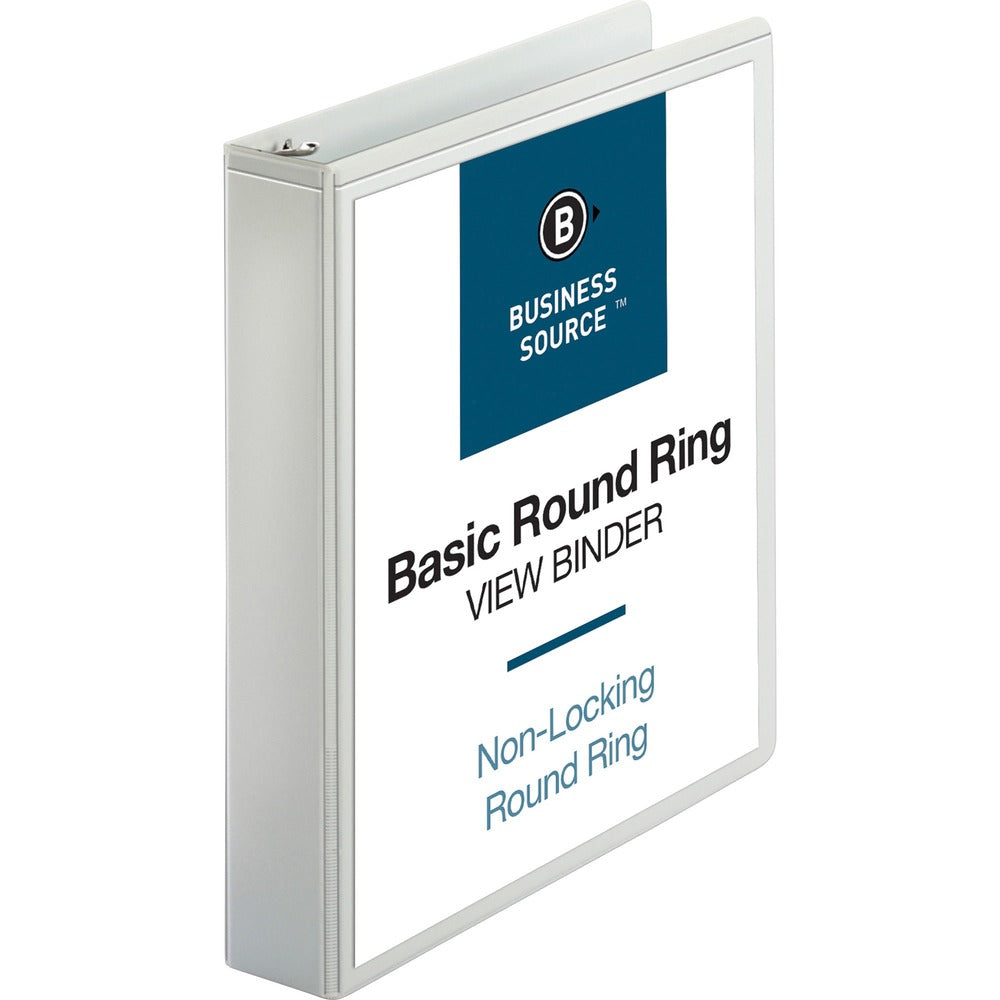 Image of Business Source View Binder, w/ 2 Inside Pockets, 1-1/2" Capacity, White