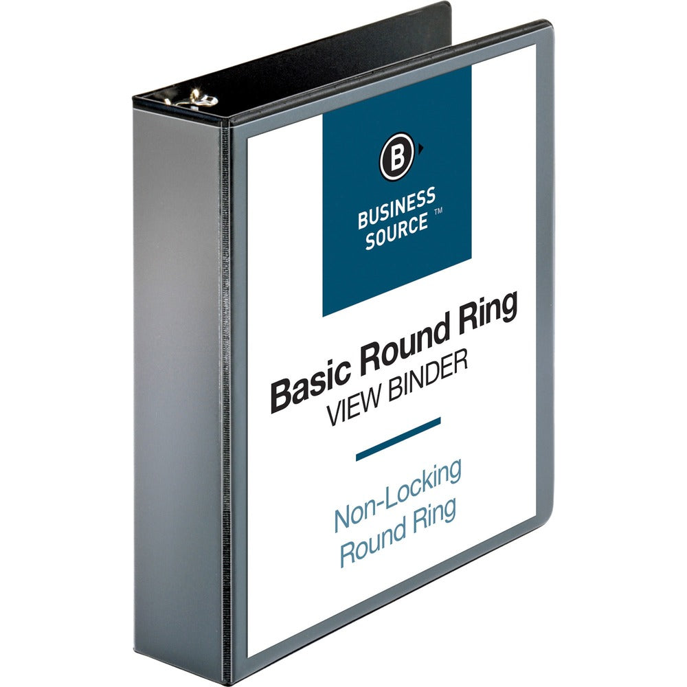 Image of Business Source View Binder, w/ 2 Inside Pockets, 2" Capacity, Black