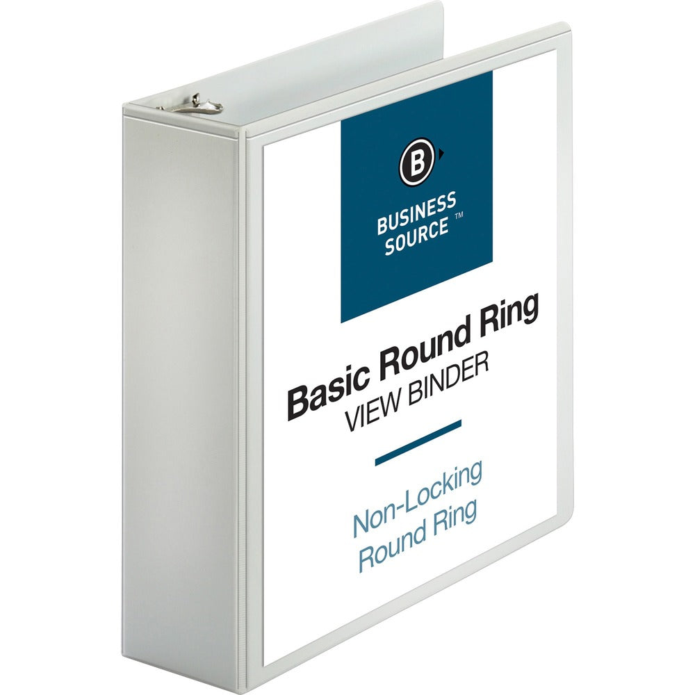 Image of Business Source View Binder, w/ 2 Inside Pockets, 3" Capacity, White